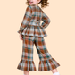 Girls Multicolor Checkered Peplum Top with Flared Pants | Stylish Casual Party Outfit (2-10 Years)