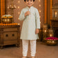 Boys Mint Green Embroidered Kurta Pajama Set | Premium Ethnic Wear for Kids | Festive, Wedding & Party Outfit (1–8 Years)