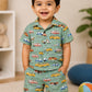 Boys Green Vehicle Print Cotton Co-ord Set | Half Sleeve Shirt & Shorts Set | Casual Summer Outfit for Boys