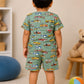 Boys Green Vehicle Print Cotton Co-ord Set | Half Sleeve Shirt & Shorts Set | Casual Summer Outfit for Boys