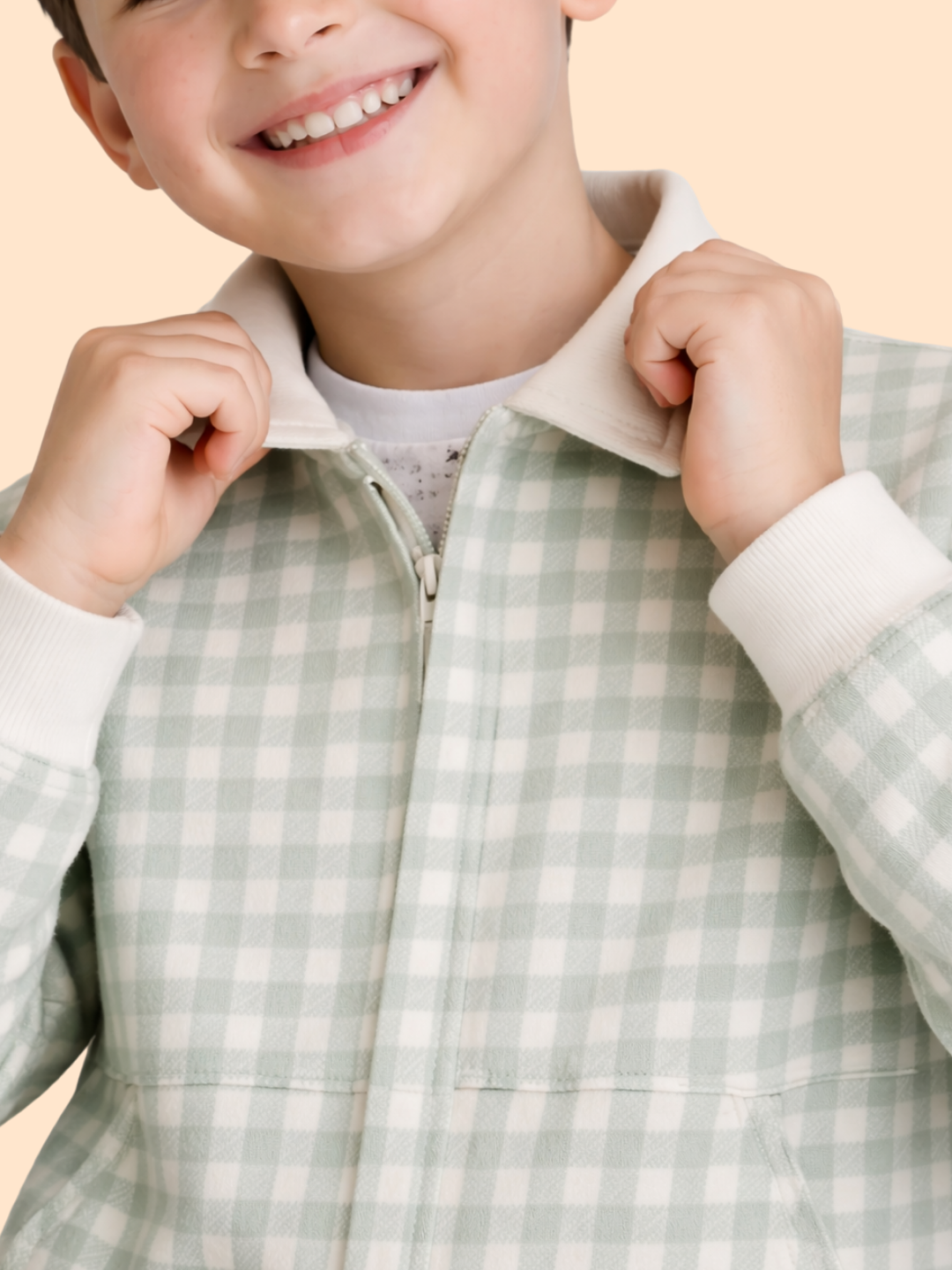 Boys Green Checkered Jacket with Denim Jeans | Stylish Winter Casual Outfit (3-8 Years)