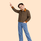 Boys Brown Checkered Jacket with Denim Jeans | Stylish Winter Casual Outfit (2-10 Years)