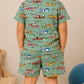 Boys Round Neck Green Vehicle Print Cotton T-Shirt & Shorts Co-ord Set | Half Sleeve Summer Outfit | Casual Wear for Boys