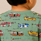 Boys Round Neck Green Vehicle Print Cotton T-Shirt & Shorts Co-ord Set | Half Sleeve Summer Outfit | Casual Wear for Boys