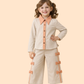 Girls Beige Co-Ord Set with Bow Detail | Stylish Top & Pant Outfit (2-10 Years)