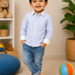 Boys Blue & White Striped Cotton Shirt | Full Sleeve Casual Formal Shirt for Boys | Premium Kids Shirt