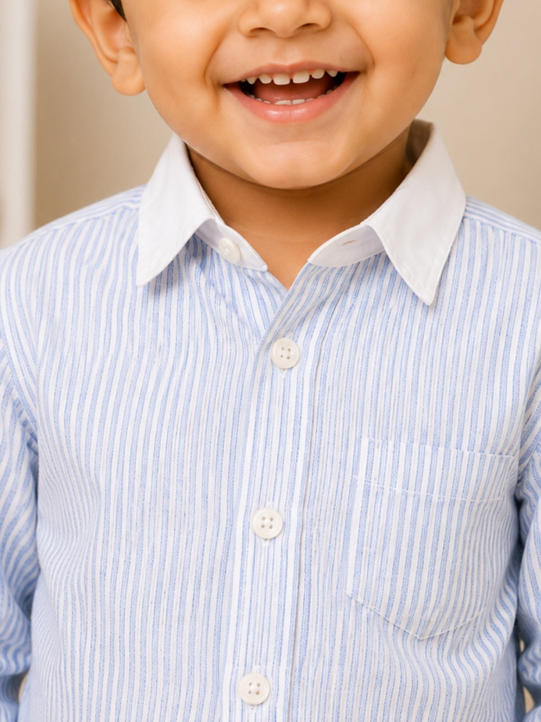Boys Blue & White Striped Cotton Shirt | Full Sleeve Casual Formal Shirt for Boys | Premium Kids Shirt