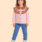 Girls Pink Embroidered Collar Sweatshirt with Pants | Winter Casual Outfit (3-8 Years)