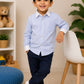 Boys Blue & White Striped Cotton Shirt with Navy Blue Trousers | Formal Co-ord Set for Boys | Smart Casual Party Wear Outfit