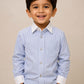 Boys Blue & White Striped Cotton Shirt with Navy Blue Trousers | Formal Co-ord Set for Boys | Smart Casual Party Wear Outfit