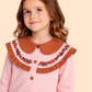 Girls Pink Embroidered Collar Sweatshirt with Pants | Winter Casual Outfit (3-8 Years)