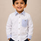 Boys White Cotton Shirt with Navy Blue Trousers | Full Sleeve Formal Co-ord Set | Smart Party Wear Outfit for Boys