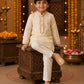 Boys Cream Embroidered Kurta Pajama Set | Premium Ethnic Wear for Kids | Festive, Wedding & Traditional Outfit (1–8 Years)