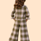 Girls Plaid Co-Ord Set with Bow Collar | Stylish Top & Pants Outfit (2-10 Years)