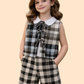 Girls Black & White Plaid Co-Ord Set with Collar Top | Stylish Party Outfit (2-10 Years)
