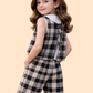 Girls Black & White Plaid Co-Ord Set with Collar Top | Stylish Party Outfit (2-10 Years)