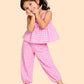 Girls Pink Checkered Co-ord Set | Sleeveless Top & Pants Outfit for Kids (2-6 Years)
