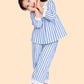 Girls Blue Striped Co-ord Set | Full Sleeve Top & Pants Outfit for Kids (2-6 Years)