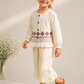 Girls Cream Cotton Co-Ord Set with Ethnic Print | Stylish Top & Pant Set for Kids (2–7 Years)