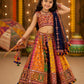 Girls Multicolor Navratri Lehenga Choli with Dupatta | Mirror Work Traditional Ghagra Choli Set | Festive Ethnic Wear for Kids (1–8 Years)
