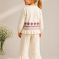Girls Cream Cotton Co-Ord Set with Ethnic Print | Stylish Top & Pant Set for Kids (2–7 Years)