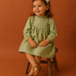 Baby Girl Olive Green Cotton Dress with Embroidery | Cute Party & Casual Wear (2–10 Years)