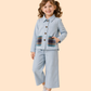 Girls Light Blue Co-Ord Set with Check Pockets | Stylish Casual Outfit (2–10 Years)