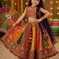 Girls Multicolor Navratri Lehenga Choli with Dupatta | Mirror Work Traditional Ghagra Choli Set | Festive Ethnic Wear for Kids (1–8 Years)