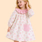Girls Floral Printed Dress with Frill Neck | Cute Pink Casual Dress for Kids (2-6 Years)
