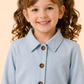 Girls Light Blue Co-Ord Set with Check Pockets | Stylish Casual Outfit (2–10 Years)