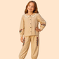 Girls Beige Floral Embroidered Co-Ord Set | Elegant Ethnic Casual Outfit (2–7 Years)
