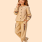 Girls Beige Floral Embroidered Co-Ord Set | Elegant Ethnic Casual Outfit (2–7 Years)