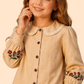 Girls Beige Floral Embroidered Co-Ord Set | Elegant Ethnic Casual Outfit (2–7 Years)