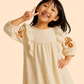 Girls Cream Embroidered Frill Dress | Soft Cotton Casual Party Wear (1–6 Years)