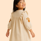 Girls Cream Embroidered Frill Dress | Soft Cotton Casual Party Wear (1–6 Years)