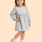 Girls Pastel Blue Frill Dress with Lace Detail | Elegant Cotton Casual Wear (1–6 Years)
