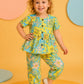 Girls Floral Co-Ord Set in Teal & Yellow | Summer Casual Outfit (1–5 Years)