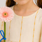 Girls Cream Striped Co-Ord Set with Bow Sleeves | Elegant Casual Outfit (1–6 Years)