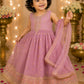 Girls Lavender Embroidered Party Wear Gown with Dupatta | Kids Ethnic Anarkali Dress | Festive Traditional Wear for Girls (1–8 Years)