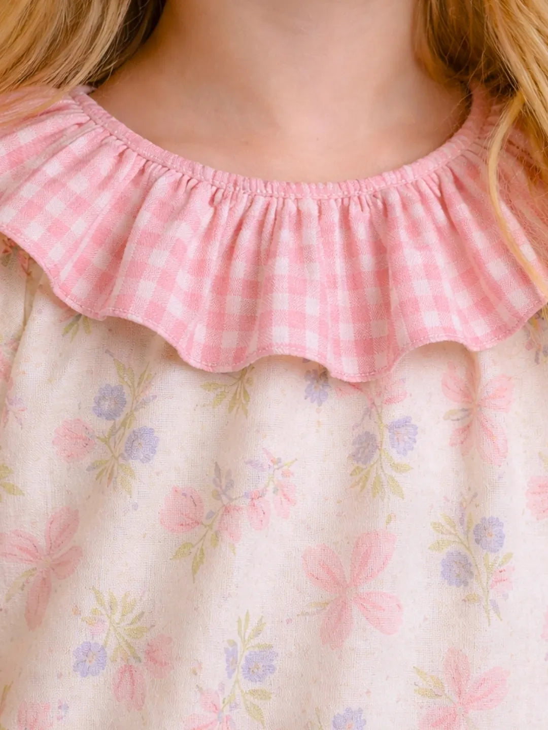 Girls Floral Printed Dress with Frill Neck | Cute Pink Casual Dress for Kids (2-6 Years)