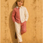 Boys Dual-Tone Co-Ord Set with Checks | Cream & Red Designer Shirt Pant Set (2–10 Years)