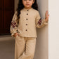 Girls Beige Embroidered Co-Ord Set | Ethnic Style Kurta & Pants Set (2–7 Years)