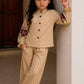 Girls Beige Embroidered Co-Ord Set | Ethnic Style Kurta & Pants Set (2–7 Years)
