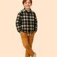 Boys Checkered Casual Jacket Shirt | Black & Beige Winter Shirt (2–10 Years)