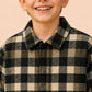 Boys Checkered Casual Jacket Shirt | Black & Beige Winter Shirt (2–10 Years)
