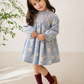 Girls Blue Floral Smocked Dress | Full Sleeve Cotton Party & Casual Dress (2–8 Years)