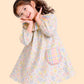 Girls Multicolor Floral Dress with Frill Collar | Cute Pastel Casual Dress for Kids (2-6 Years)