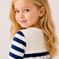 Girls Navy Blue Striped Co-Ord Set | Full Sleeve Lace Top & Wide Leg Pants for Kids (2–12 Years)