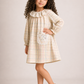 Girls Pastel Plaid Cotton Dress | Full Sleeve Ruffle Collar A-Line Dress with Lace Pocket (1–5 Years)