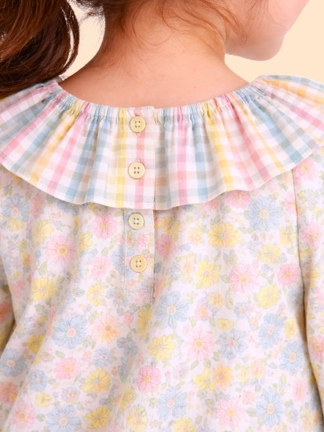 Girls Multicolor Floral Dress with Frill Collar | Cute Pastel Casual Dress for Kids (2-6 Years)